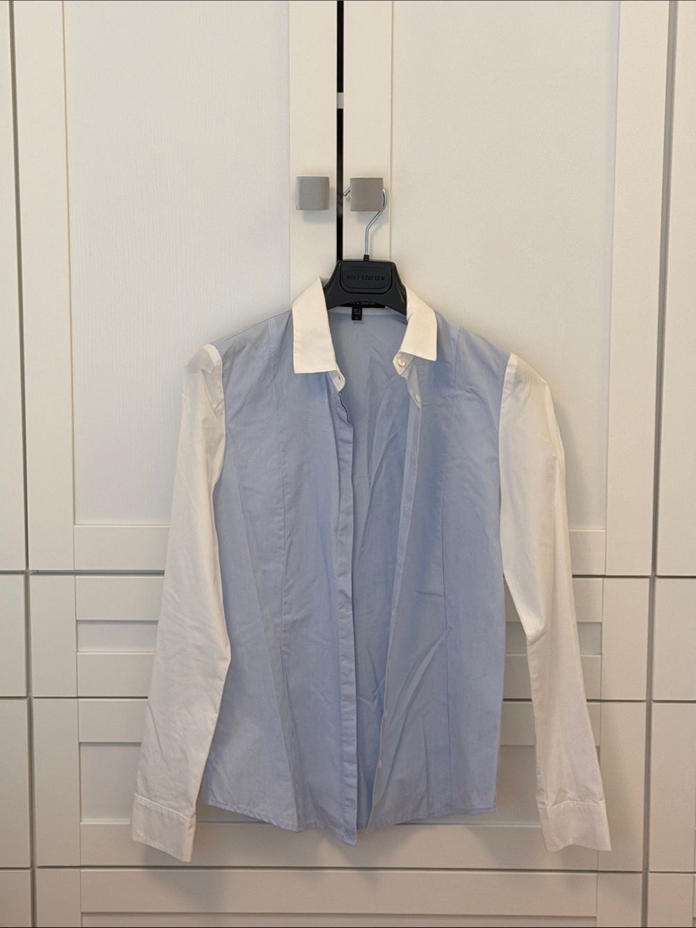 Judith Chary Two-Tone Blue and White Button-Up Shirt
